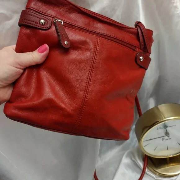 Tignanello, Are Your Looking For Me? Red Orange Leather Crossbody - Picture 12 of 15